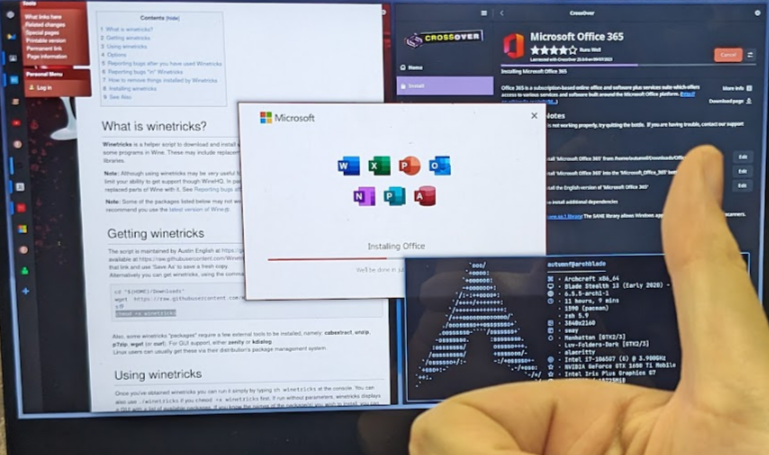 Microsoft Office running on Linux via crossover
